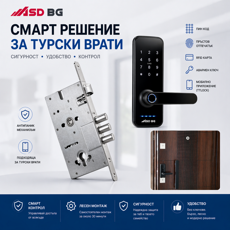 Смарт брава коплект за турски входни врати